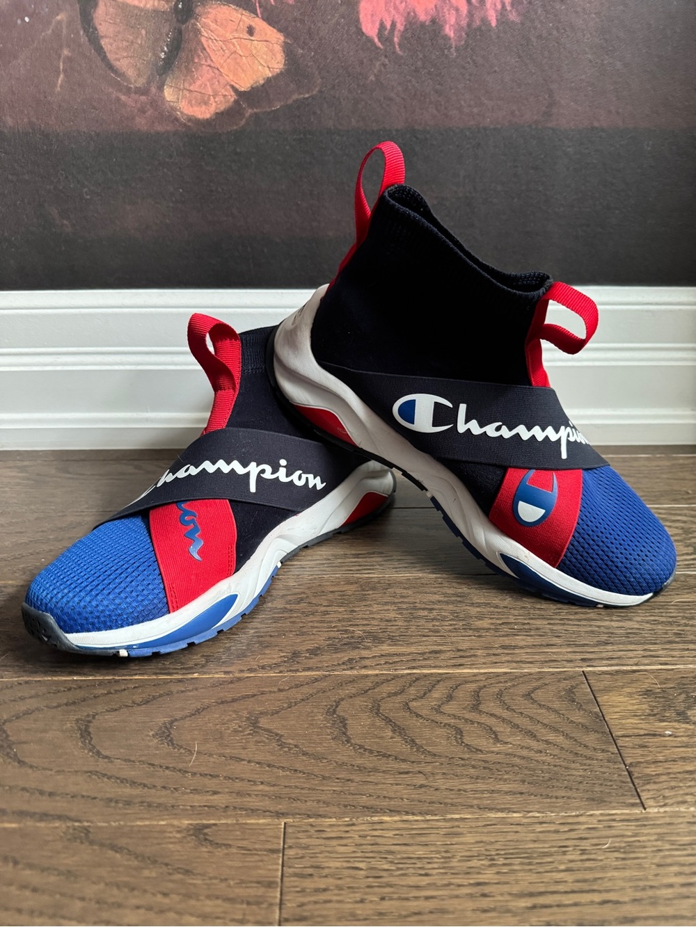 Men’s Like New Champion Rally Pro Sneakers - Blue/Red/Black size 8